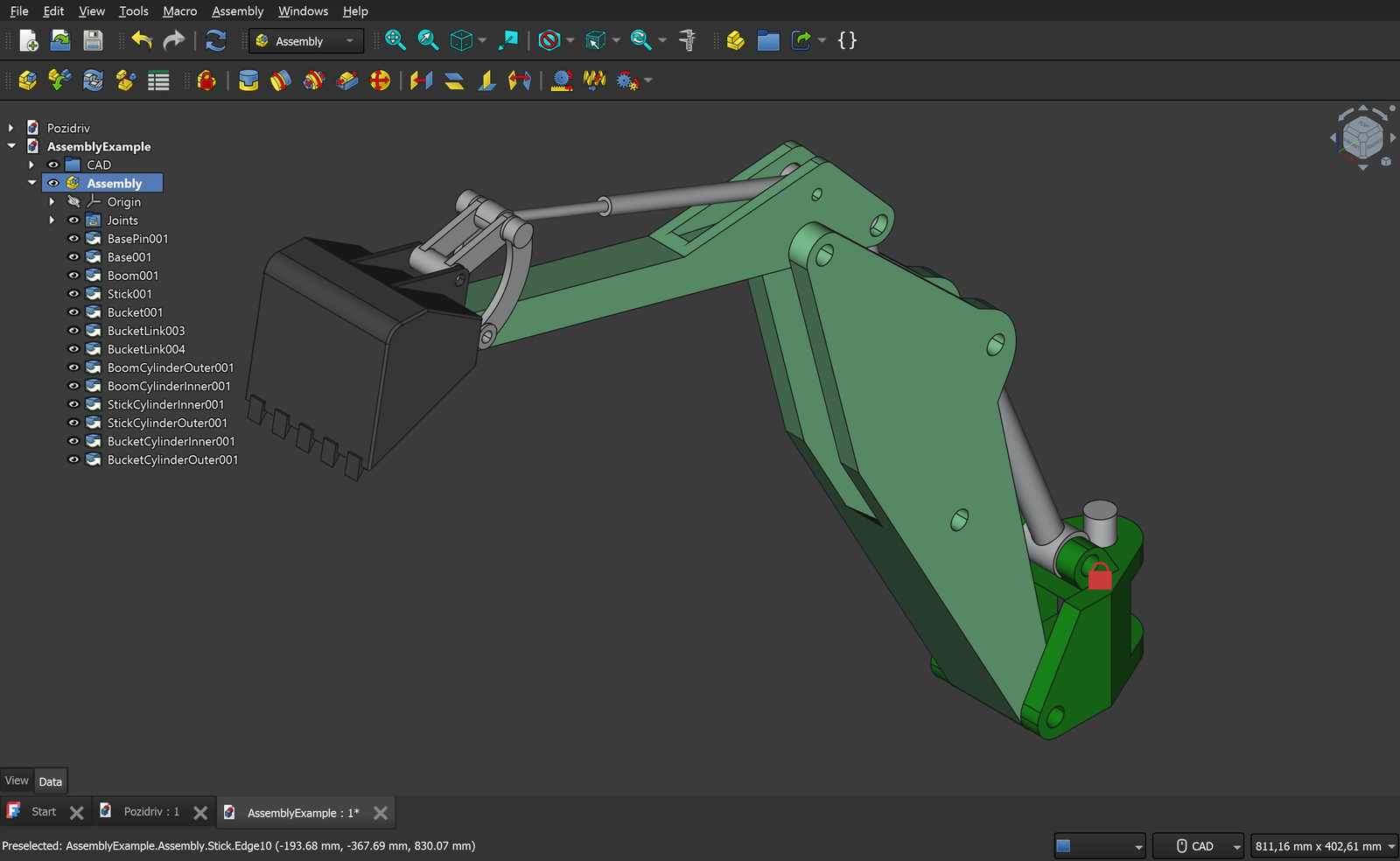 FreeCAD Assembly example — multi-part designs ready to export as meshes.