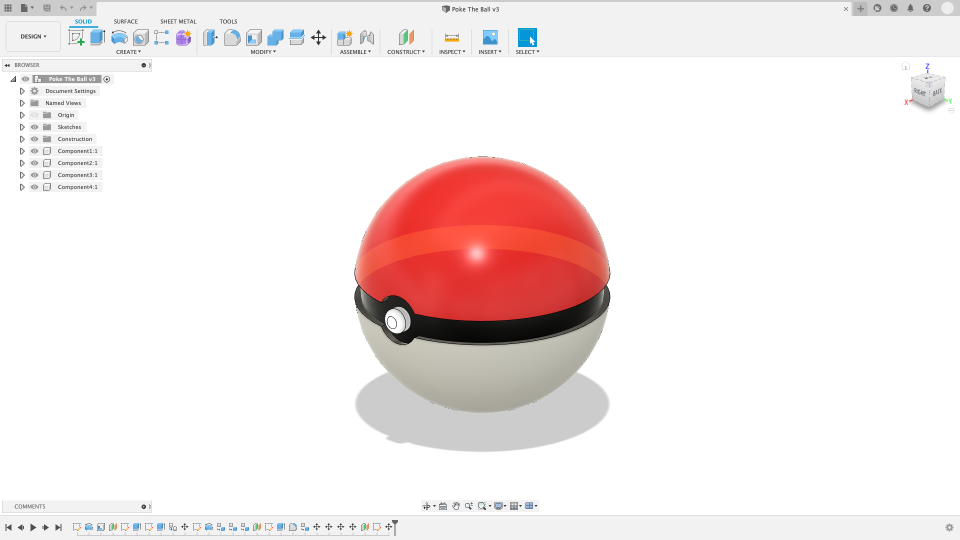 Fusion interface screenshot — modeling workspace.
