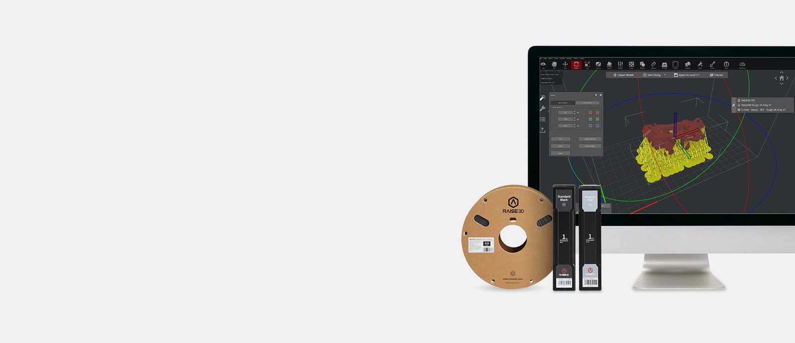 Curated slicing profiles — Raise3D ideaMaker official imagery.