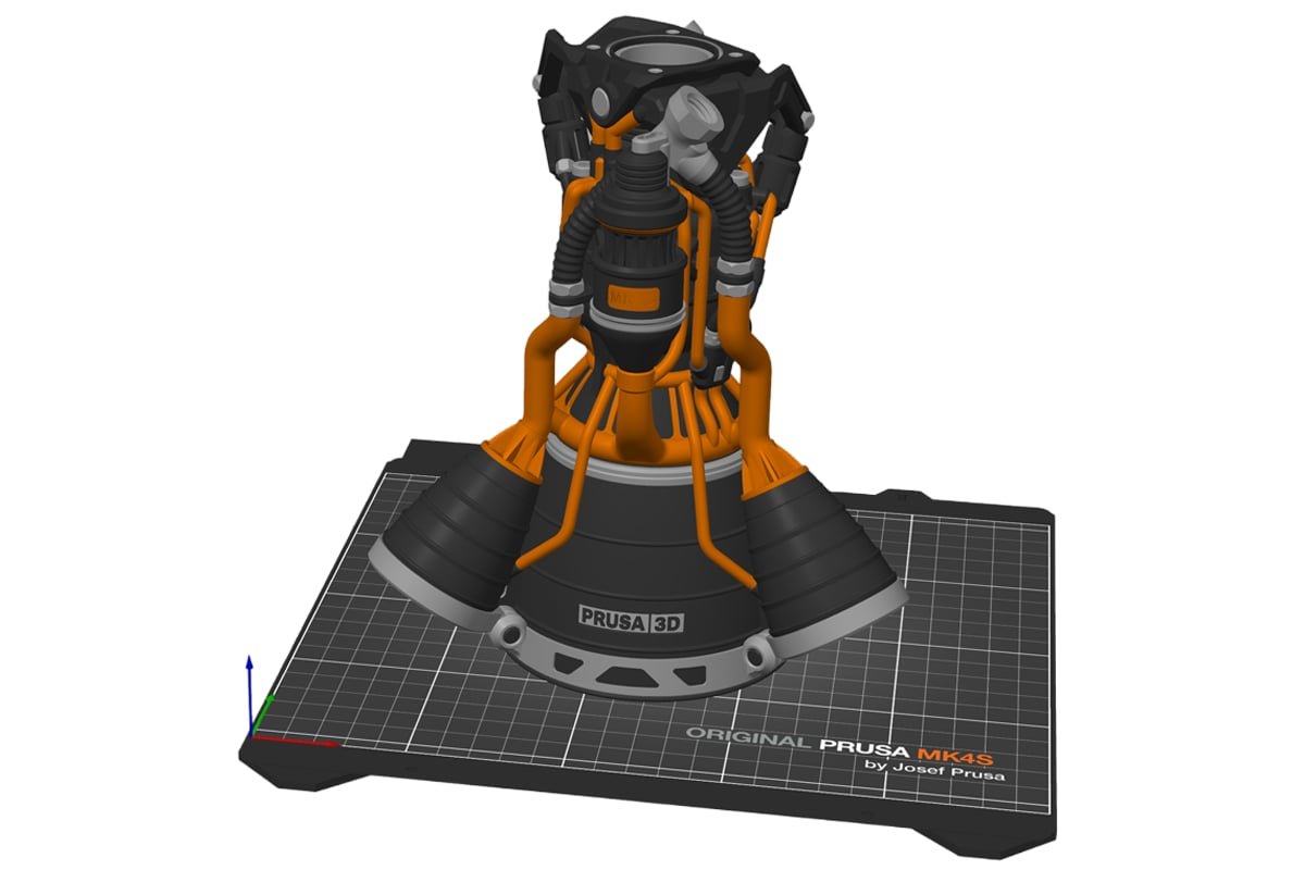 Multi-material color painting brush on a model (Prusa Research).