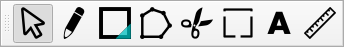 Creation toolbar — select, shapes, text, and drawing tools (LightBurn docs).